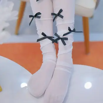 Эластичная дышащая лента Harajuku Kawaii Y2K, милые женские чулки в стиле балеткор, носки с бантиком, Корейские чулочно-носочные изделия, сетчатые носки до икр
