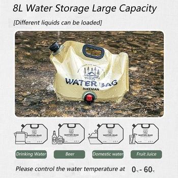 Сумка для воды большой емкости, 8 л, Утолщенное складное ведро для воды, Переносная сумка, контейнер для воды, Складная сумка для походных принадлежностей