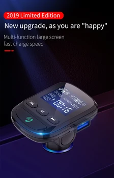 Автомобильный AUX MP3 Музыкальный плеер Bluetooth 5,0 FM-передатчик Комплект радиоадаптеров 2 порта USB QC3.0 Зарядное устройство аудиопередатчик громкой связи
