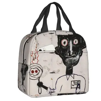 Сумка для ланча с граффити Basquiats, мужская и женская сумка-холодильник, термоизолированный ланч-бокс для студенческой школьной еды, сумки-тоут для пикника