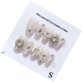 Emmabeauty Ожерелье с драгоценными камнями, короткая футболка, высококачественная ручная печать на ногтях, съемная, многоразовая. Номер EM29139